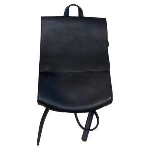 Black Faux Leather Flap Backpack Purse